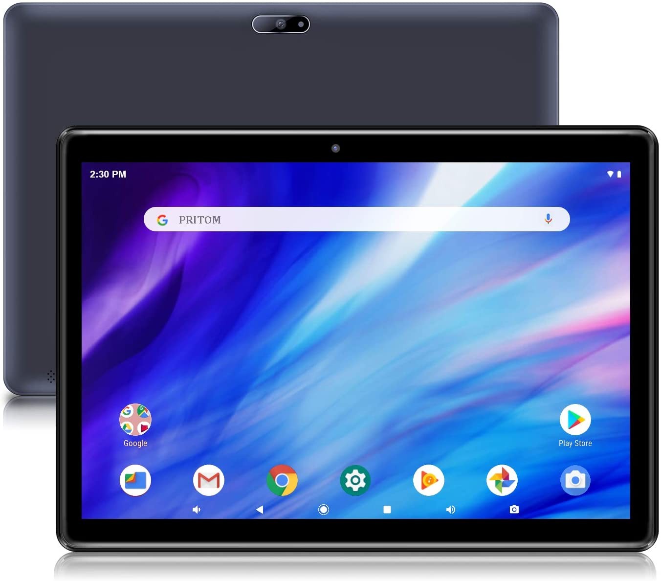 Android Tablet Pritom 10.1'' Android 10 Tablet, 2GB RAM, 32GB ROM, Quad Core Processor, HD IPS Screen, 2.0 Front + 8.0 MP Rear Camera, Wi-Fi, Bluetooth, GPS, Tablet PC(Black)