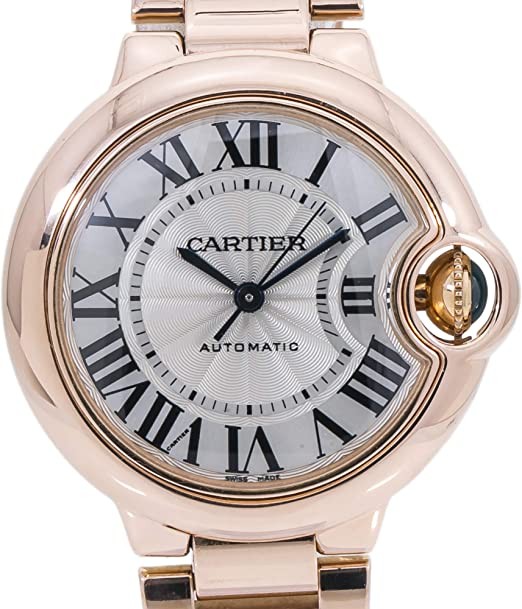 Cartier Ballon Bleu 3490 W6920096 Ladies 18K Rose Gold Silver Dial Watch 33mm